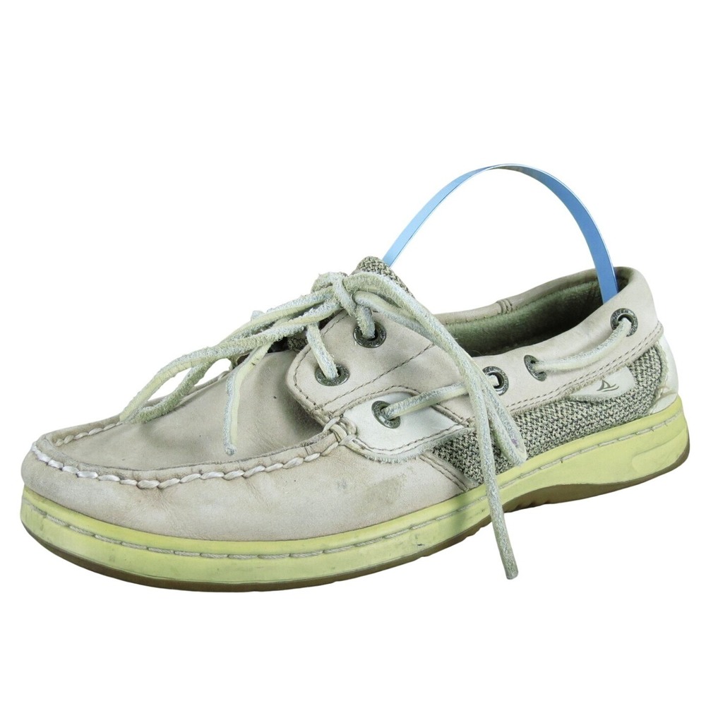 SPERRY Women's Boat Shoe Beige Leather Sz 6 Medium Used 2025